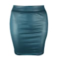 Miniatyrbild 1 av 5: Kvinnors minikjol enfärgad hög midja smal passform stretchig matt konstläder mysig pendlare bodycon kjol streetwear blue xl
