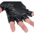 Miniatyrbild 5 av 5: Män PU Läder Punk Halv Finger ihålig ut Handskar Svart