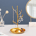 Miniatyrbillede 3 af 5: Smykke Display Stativ Træ Stativ Jern Halskæde Ørestik Holder Armbånd Mode Organizer Guld