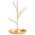 Miniatyrbillede 1 af 5: Smykke Display Stativ Træ Stativ Jern Halskæde Ørestik Holder Armbånd Mode Organizer Guld
