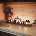 Miniatyrbild 5 av 5: Julkrubba Julset För Jul Inomhus Svart Metall Julkrubba Med Träbas Personer Julkrubba Trä Julkrubba För Julbordsdekoration