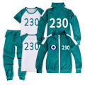 Miniatyrbillede 1 af 2: Børne Squid 2 Survival Game Rollespil Kostume Tredelt Sæt Sportstøj + T-shirt + Bukser three piece set230 140cm