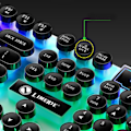 Miniatyrbild 5 av 5: Punk Retro Keycaps Tangentbord Mus Combo - Färgglad Bakgrundsbelyst USB Trådbunden Speluppsättning för PC & Laptop (Svart)