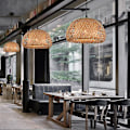 Miniatyrbillede 4 af 5: Belysning Rattan Lampe Håndlavet Bambus Lysekrone Retro Cafe Bar Lounge