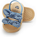 Miniatyrbild 3 av 4: Spädbarn Baby Pojkar Flickor Sommar Strand Andningsbar Athleticsports Anti-halk Sandaler Mjuk Sula Nyfödd Första Walker Spjälskor d-bow-denim 0-6 months infant