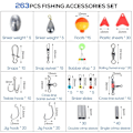 Miniatyrbillede 5 af 5: 263 Dele/sæt Fisketilbehørssæt Med Tackle Box Inkluderende Tang Jig Hooks Sinker Vægt Swivels Snaps Sinker Slides red white