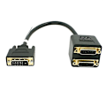 Miniatyrbillede 2 af 5: Adapter DVI-D han til dobbelt 2 DVI-I hun video Y splitter kabel adapter