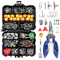 Miniatyrbillede 2 af 5: 263 Dele/sæt Fisketilbehørssæt Med Tackle Box Inkluderende Tang Jig Hooks Sinker Vægt Swivels Snaps Sinker Slides red white