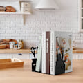 Miniatyrbillede 3 af 5: Sorte Kogebogs Bogstøtter 5,9 X 3,9 X 3,9 Tommer Dekorative Køkken Metal Bogstøtter Med Skridsikker Matte Kogebogs Opbevaring Bøger Køkken Kogebogs Holder