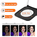 Miniatyrbillede 3 af 4: Led-belyst rejsemakeup-spejl, 1x/5x forstørrelse - dagslys-led, kompakt, bærbar, stort 4 tommer bredt belyst spejl, USB-opladelig, sort