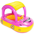 Miniatyrbillede 1 af 5: 2023 - Oppustelig Baby Pool Float Med Baldakin, Bilformet Baby Svømme Float Båd Med Solsejl Sikkerhedssæde Til Småbørn Spædbarn Svømme Ring Pool (Pink)