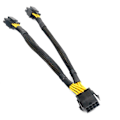 Miniatyrbillede 5 af 5: 8-polet CPU-kabel, hun til han, flettet, med Y-splitter, strømforlængerledning