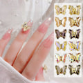 Miniatyrbillede 2 af 5: 5-pak sommerfugl neglekunst smykker charms krystal 3d roterende sommerfugl charms H940