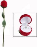 Rosor Blomsterformade Ringar Smyckeskrin, Alla Hjärtans Dag Presentask och Vigselringask