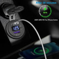 Miniatyrbilde 2 av 5: 48w Usb C Billader for Bil, 12v/24v Pd&qc 3.0 Billader med LED Voltmeter og Av/på-bryter Hurtigbillader for Bil
