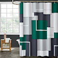 Miniatyrbillede 1 af 4: Stall Stof Bruseforhæng - 36x72 Tommer Lille Geometrisk Linned Tekstureret Vægt Klud Bruseforhæng Sæt Med 6 Kroge, Smalt Camper Moderne Polyester