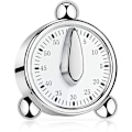 Miniatyrbillede 1 af 4: 60 minutters køkkentimer, mekanisk timer til børn, manuel timer til madlavning, læring (sølv)