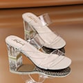 Miniatyrbillede 2 af 5: Dames Sommer Transparente Sandaler apricot eu36