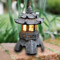 Miniatyrbilde 2 av 5: Pagoda Lanterne Hage Lys Solcelle Hage Lys Stein Pagoda Dekorasjon Dekorasjon Hage Hage Harpiks Skulptur Utendørs Lys (1 stk)