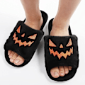Miniatyrbilde 3 av 4: Halloween Spøkefulle Slides/Halloween Gresskar Tøfler Myke Plysj Koselige Åpne Tå Kvinner Innendørs Utendørs Fuzzy Tøfler Unisex black eur36
