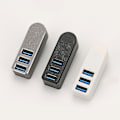 Miniatyrbild 2 av 3: Aluminiumlegering roterande USB3.0-hubbsplitter USB-hubbsplitter 3 portar USB 3.0-hubbförlängning 1 stycke silvergrå