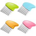 Pikkukuva 1 / 5: Pcs perunankuorijan terä viipaloija ruostumaton teräs Crinkle Cut Chip Cutter vihannesviipaloija (vihreä+sininen+keltainen+vaaleanpunainen)