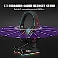 Pikkukuva 3 / 5: Pelikuulokemikrofoni-teline 7.1 Surround/2 USB ja 3.5 mm portilla RGB-kuulokemikrofoni-teline pelaajille