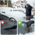 Miniatyrbilde 2 av 5: Auto isskraper Auto Rød Snøskjell Snøskraper for bilvindu, 2 i 1 fra en konisk magisk isskraper Rund pause for Suv, biler, lastebiler og Tru