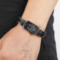 Miniatyrbillede 3 af 3: Flettet læderarmbånd til mænd Wrap læderarmbånd Bangle Cuff (sort)