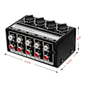 Miniatyrbillede 4 af 5: -12db Max Gain Mini Passiv Stereo Mixer Med 4 Grupper Af Stereo Rca Input