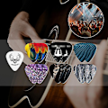 Miniatyrbild 2 av 2: Mx0299d 13 st celluloid gitarrplektrum 0,71 mm färgglada plektrum med järnbox förvaring musikinstrument tillbehör för bas elakustisk gitarr
