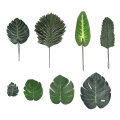 Miniatyrbilde 1 av 5: 68 stykker 8 typer Monstera-blader, kunstige palmeblader med stilk