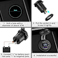 Miniatyrbillede 5 af 5: 48w Usb C Billader til Bil, 12v/24v Pd&qc 3.0 Bilstikkontakt Med Led Voltmeter Og Tænd/sluk-knap Hurtig Billader