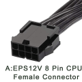 Pikkukuva 3 / 3: 1 kpl Cpu 8-napainen naaras Cpu 8-napaiseen ja Atx 4-napaiseen urosvirtaan, 20 cm