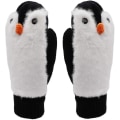Miniatyrbillede 2 af 3: Dame Penguin Vanter Vinter Varmt Foring Cozy Knit Pluffy Fuzzy Faux Fur Vanter