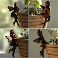 Miniatyrbillede 5 af 5: Blomsterfe Pottet Vedhæng, Hjemmehave Fe Harpiks Håndværk Statue (4 Stykker, Brun)
