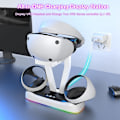 Pikkukuva 3 / 5: PS VR2 -lataustelakka, peliohjaimen lataustelakka, säilytysteline RGB-valaistuksella