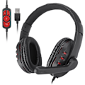 Miniatyrbillede 2 af 5: E-sports headset OVLENG Q7 - Kablet gaming headset med PU-læder ørebetræk i rød og sort