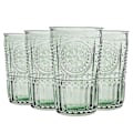 Miniatyrbillede 1 af 4: 4x Romantiske Highball-glas dekoreret vand juice cocktail tumblere 340ml grøn