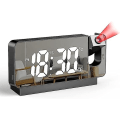 Miniatyrbild 1 av 4: Digital väckarklocka, Projektionsväckarklocka med tidsprojektion, Väckarklocka med projektion 180, 12/24 timmars LED-spegelväckarklocka, Temperatur