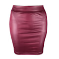 Miniatyrbild 1 av 5: Kvinnors minikjol enfärgad hög midja smal passform stretchig matt konstläder mysig pendlare bodycon kjol streetwear wine red s