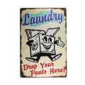 Pikkukuva 1 / 3: Laundry drop your pants here metal Sign seinän tarrat
