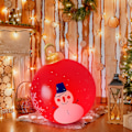 Miniatyrbillede 4 af 5: Julepynt 60cm Udendørs Juleopblæsbar Dekoreret Bold Gigant Juleopblæsbar Bold Juletræspynt Med Lampe