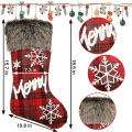 Miniatyrbilde 4 av 5: 4 Pakke 18,5\" Jule Strømpe Klassisk Rød & Svart Buffalo Plaid Strømper Og Plysj Faux Fur Mansjett Strømper For Familie Ferie Julefest Dekor