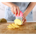 Miniatyrbillede 4 af 5: Pcs Kartoffelhakker Akselskærer Rustfrit Stål Crinkle Cut Chip Cutter Grøntsagsslicer (grøn+blå+gul+pink)