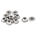 Pikkukuva 1 / 3: 8mm korkeus M8 kierre ruostumaton teräs sahalaitainen kuusikulmainen laippa mutterit 10 kpl