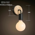 Miniatyrbillede 2 af 5: Nordisk Loft Moderne Samtidige E27 Led Væglampe Væg Spot Solid Træ & Smedejern Soveværelse Stue Sengelampe Trappe Væglampe (sort)