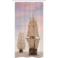 Miniatyrbild 3 av 3: Ocean Stall Duschdraperi, Segelbåt Gaff Topp Segel Höga Trä Segling Fartyg Vågor Tryck Foto, Tyg Badrumsdekor Set Med Krokar, 36\" B X 72\" L, C