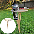 Miniatyrbillede 2 af 5: Vinflaskeholder Foldbar Bærbar Træ Nem Installation Picnic Græs Bordholder Til Udendørs