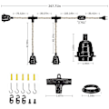 Miniatyrbild 2 av 5: E27 2-ledare linne elektrisk kabel tvinnad elektrisk kabel för belysningsarmaturer med justerbar strömbrytare och 6,8 m lamphållare (tre lamphållare)